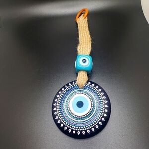 Evil eye hanging pendant glass and twine